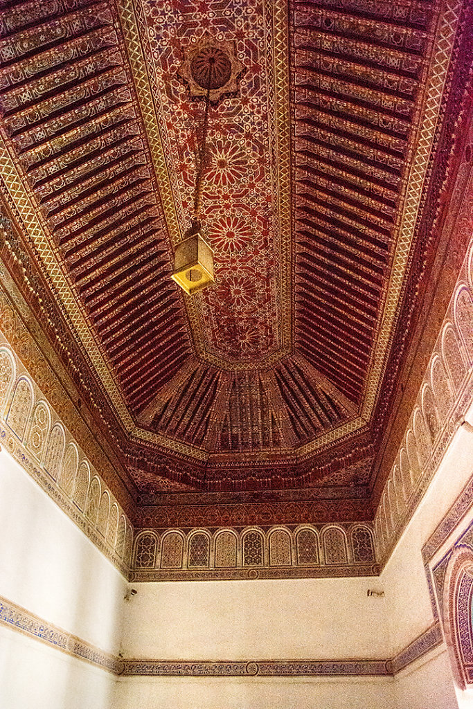 Red painted ceiling